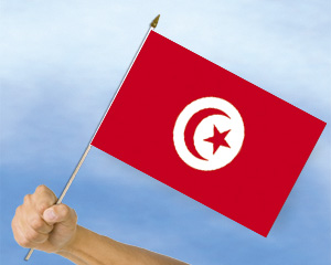Bild von Stockflaggen Tunesien  (45 x 30 cm)-Fahne Stockflaggen Tunesien  (45 x 30 cm)-Flagge im Fahnenshop bestellen