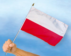 Bild von Stockflaggen Polen  (45 x 30 cm)-Fahne Stockflaggen Polen  (45 x 30 cm)-Flagge im Fahnenshop bestellen