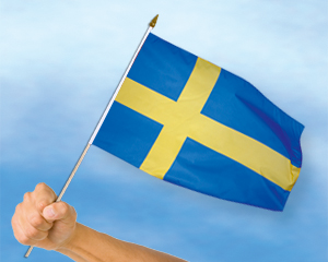 Bild von Stockflaggen Schweden  (45 x 30 cm)-Fahne Stockflaggen Schweden  (45 x 30 cm)-Flagge im Fahnenshop bestellen