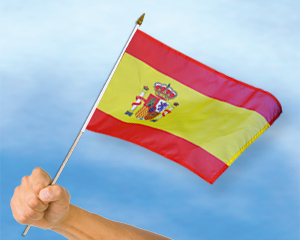 Bild von Stockflaggen Spanien  (45 x 30 cm)-Fahne Stockflaggen Spanien  (45 x 30 cm)-Flagge im Fahnenshop bestellen