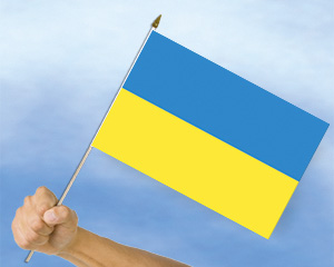Bild von Stockflaggen Ukraine  (45 x 30 cm)-Fahne Stockflaggen Ukraine  (45 x 30 cm)-Flagge im Fahnenshop bestellen