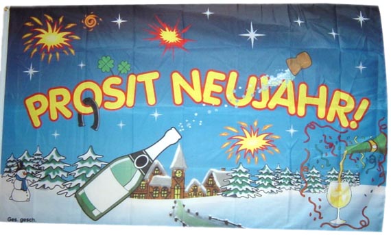 Bild von Flagge Silvester - Prosit Neujahr-Fahne Flagge Silvester - Prosit Neujahr-Flagge im Fahnenshop bestellen