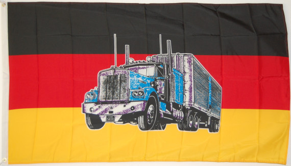 Bild von Truckerflagge: Deutschland mit LKW-Fahne Truckerflagge: Deutschland mit LKW-Flagge im Fahnenshop bestellen