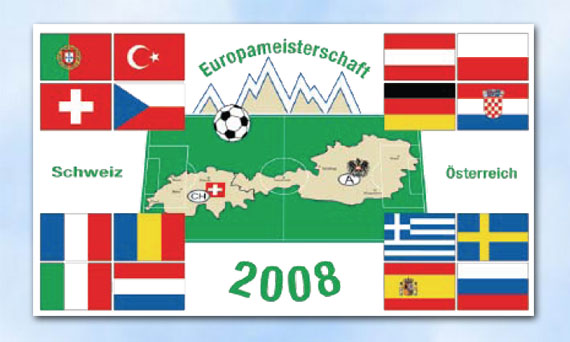 Bild von Fahne EM 2008 Premium-Fahne Fahne EM 2008 Premium-Flagge im Fahnenshop bestellen