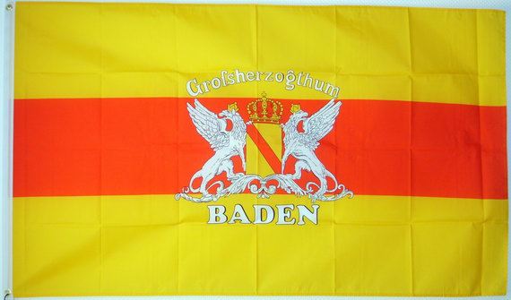 Bild von Flagge Großherzogtum Baden (mit Schrift)-Fahne Flagge Großherzogtum Baden (mit Schrift)-Flagge im Fahnenshop bestellen