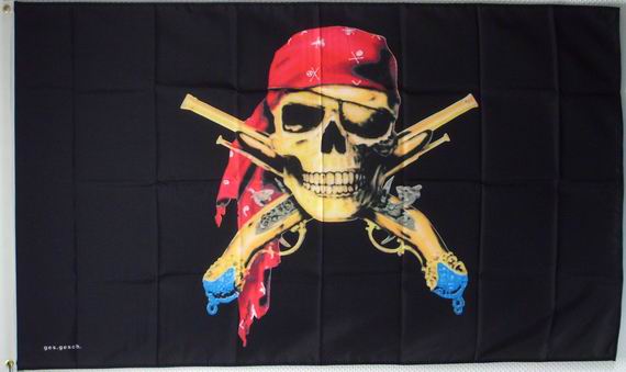 Bild von Flagge Pirat mit Pistolen-Fahne Flagge Pirat mit Pistolen-Flagge im Fahnenshop bestellen