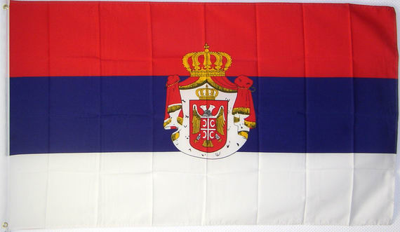 Bild von Flagge Königreich Serbien - Großes Staatswappen (1882-1928)-Fahne Flagge Königreich Serbien - Großes Staatswappen (1882-1928)-Flagge im Fahnenshop bestellen