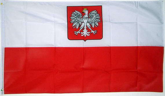 Bild von Flagge Polen mit Wappen (250 x 150 cm)-Fahne Polen mit Wappen (250 x 150 cm)-Flagge im Fahnenshop bestellen