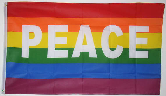 Bild von Friedensfahne mit Aufdruck PEACE-Fahne Friedensfahne mit Aufdruck PEACE-Flagge im Fahnenshop bestellen