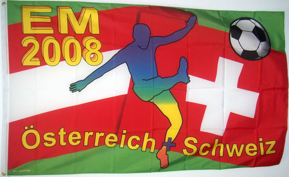 Bild von EM 2008 Österreich / Schweiz Fahne-Fahne EM 2008 Österreich / Schweiz Fahne-Flagge im Fahnenshop bestellen