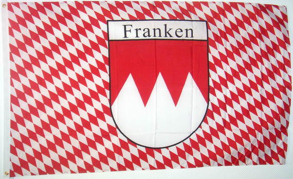 Bild von Fahne Franken Rauten mit Schrift-Fahne Fahne Franken Rauten mit Schrift-Flagge im Fahnenshop bestellen