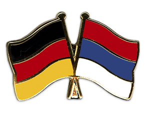 Bild von Freundschafts-Pin  Deutschland - Serbien-Fahne Freundschafts-Pin  Deutschland - Serbien-Flagge im Fahnenshop bestellen