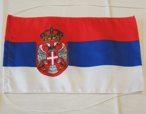 Bild von Tisch-Flagge Serbien-Fahne Tisch-Flagge Serbien-Flagge im Fahnenshop bestellen
