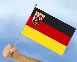 Bild von Stockflagge Rheinland-Pfalz (45 x 30 cm)-Fahne Stockflagge Rheinland-Pfalz (45 x 30 cm)-Flagge im Fahnenshop bestellen