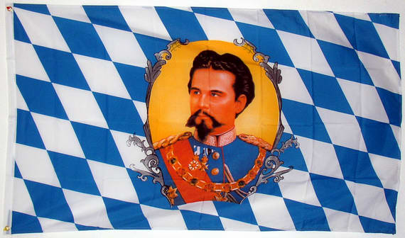 Bild von Flagge Bayern mit König Ludwig-Fahne Flagge Bayern mit König Ludwig-Flagge im Fahnenshop bestellen