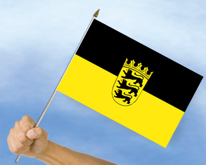 Bild von Stockflagge Baden-Württemberg (45 x 30 cm)-Fahne Stockflagge Baden-Württemberg (45 x 30 cm)-Flagge im Fahnenshop bestellen