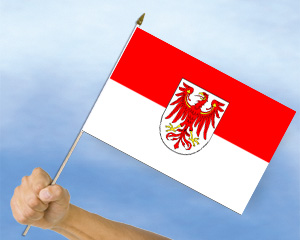 Bild von Stockflagge Brandenburg (45 x 30 cm)-Fahne Stockflagge Brandenburg (45 x 30 cm)-Flagge im Fahnenshop bestellen