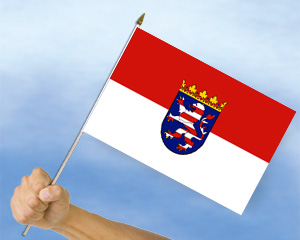 Bild von Stockflagge Hessen (45 x 30 cm)-Fahne Stockflagge Hessen (45 x 30 cm)-Flagge im Fahnenshop bestellen