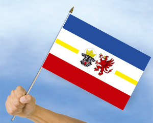 Bild von Stockflagge Mecklenburg-Vorpommern (45 x 30 cm)-Fahne Stockflagge Mecklenburg-Vorpommern (45 x 30 cm)-Flagge im Fahnenshop bestellen