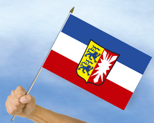 Bild von Stockflagge Schleswig-Holstein (45 x 30 cm)-Fahne Stockflagge Schleswig-Holstein (45 x 30 cm)-Flagge im Fahnenshop bestellen