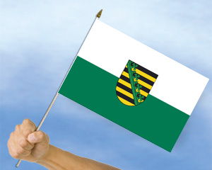 Bild von Stockflagge Sachsen (45 x 30 cm)-Fahne Stockflagge Sachsen (45 x 30 cm)-Flagge im Fahnenshop bestellen