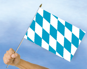 Bild von Stockflagge Bayern (45 x 30 cm)-Fahne Stockflagge Bayern (45 x 30 cm)-Flagge im Fahnenshop bestellen