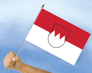 Bild von Stockflagge Franken (45 x 30 cm)-Fahne Stockflagge Franken (45 x 30 cm)-Flagge im Fahnenshop bestellen