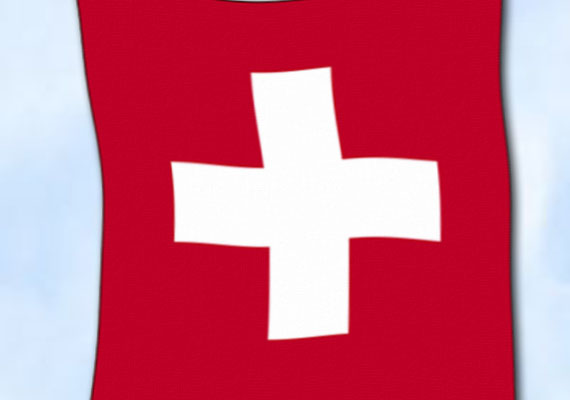 Bild von Flagge Schweiz  im Querformat (Glanzpolyester)-Fahne Flagge Schweiz  im Querformat (Glanzpolyester)-Flagge im Fahnenshop bestellen