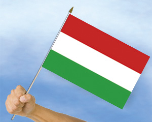 Bild von Stockflaggen Ungarn  (45 x 30 cm)-Fahne Stockflaggen Ungarn  (45 x 30 cm)-Flagge im Fahnenshop bestellen