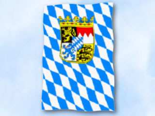 Bild von Flagge Bayern Raute mit Wappen  im Hochformat (Glanzpolyester)-Fahne Flagge Bayern Raute mit Wappen  im Hochformat (Glanzpolyester)-Flagge im Fahnenshop bestellen