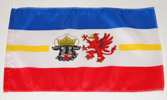 Bild von Tisch-Flagge Mecklenburg-Vorpommern-Fahne Tisch-Flagge Mecklenburg-Vorpommern-Flagge im Fahnenshop bestellen