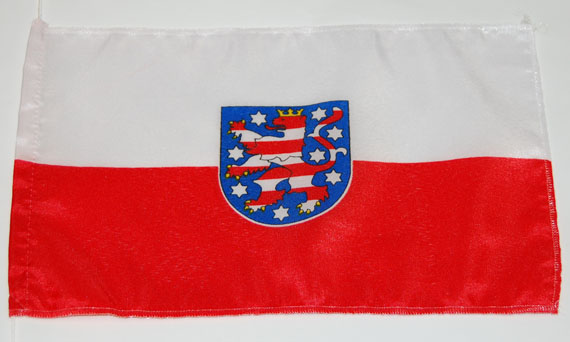 Bild von Tisch-Flagge Thüringen-Fahne Tisch-Flagge Thüringen-Flagge im Fahnenshop bestellen
