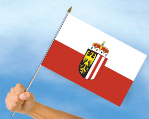 Bild von Stockflagge Oberösterreich  (45 x 30 cm)-Fahne Stockflagge Oberösterreich  (45 x 30 cm)-Flagge im Fahnenshop bestellen