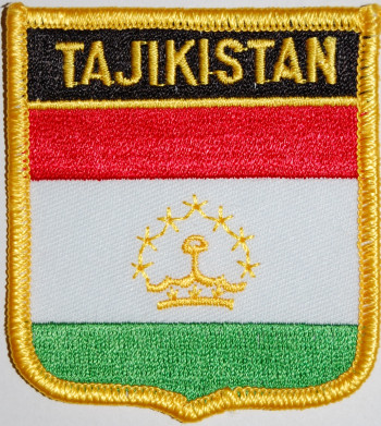 Bild von Aufnäher Flagge Tajikistan  in Wappenform (6,2 x 7,3 cm)-Fahne Aufnäher Flagge Tajikistan  in Wappenform (6,2 x 7,3 cm)-Flagge im Fahnenshop bestellen