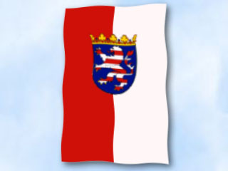 Bild von Flagge Hessen mit Wappen  im Hochformat (Glanzpolyester)-Fahne Flagge Hessen mit Wappen  im Hochformat (Glanzpolyester)-Flagge im Fahnenshop bestellen
