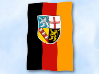Bild von Flagge Saarland  im Hochformat (Glanzpolyester)-Fahne Flagge Saarland  im Hochformat (Glanzpolyester)-Flagge im Fahnenshop bestellen