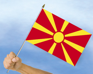 Bild von Stockflaggen Nordmazedonien  (45 x 30 cm)-Fahne Stockflaggen Nordmazedonien  (45 x 30 cm)-Flagge im Fahnenshop bestellen