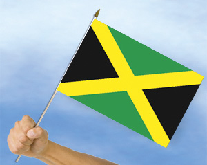 Bild von Stockflaggen Jamaika  (45 x 30 cm)-Fahne Stockflaggen Jamaika  (45 x 30 cm)-Flagge im Fahnenshop bestellen