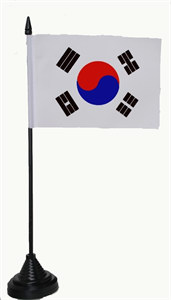 Bild von Tisch-Flagge Korea 15x10cm  mit Kunststoffständer-Fahne Tisch-Flagge Korea 15x10cm  mit Kunststoffständer-Flagge im Fahnenshop bestellen