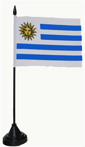 Bild von Tisch-Flagge Uruguay 15x10cm  mit Kunststoffständer-Fahne Tisch-Flagge Uruguay 15x10cm  mit Kunststoffständer-Flagge im Fahnenshop bestellen