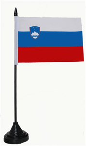 Bild von Tisch-Flagge Slowenien 15x10cm  mit Kunststoffständer-Fahne Tisch-Flagge Slowenien 15x10cm  mit Kunststoffständer-Flagge im Fahnenshop bestellen
