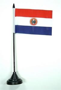 Bild von Tisch-Flagge Paraguay 15x10cm  mit Kunststoffständer-Fahne Tisch-Flagge Paraguay 15x10cm  mit Kunststoffständer-Flagge im Fahnenshop bestellen