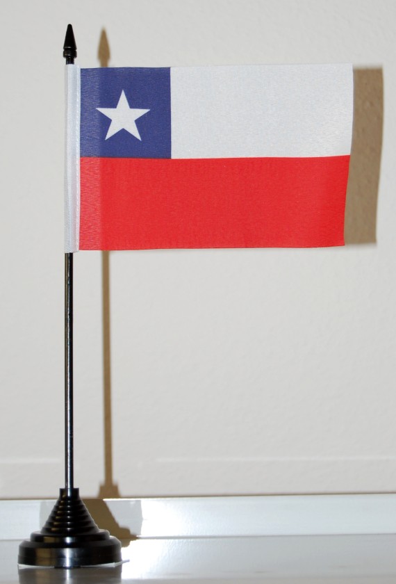 Bild von Tisch-Flagge Chile 15x10cm  mit Kunststoffständer-Fahne Tisch-Flagge Chile 15x10cm  mit Kunststoffständer-Flagge im Fahnenshop bestellen