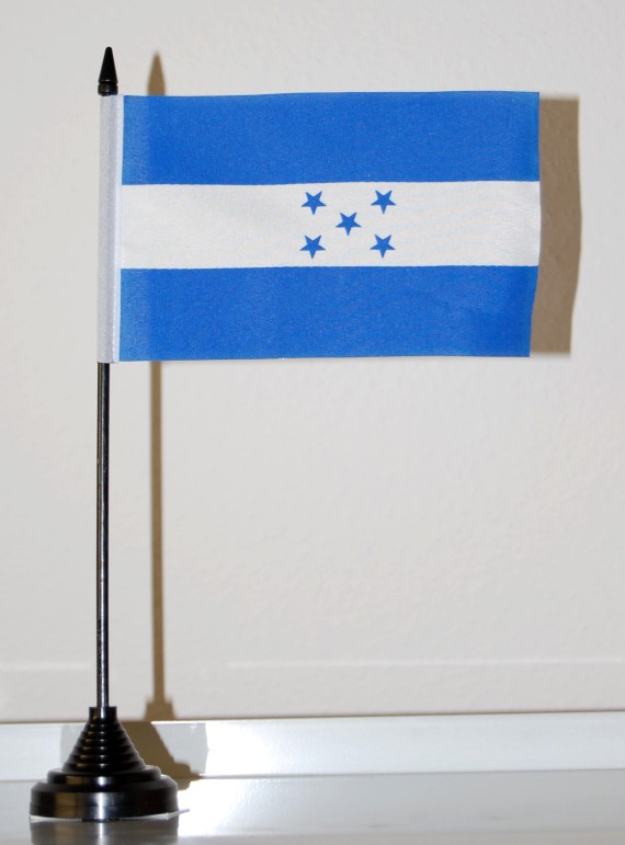Bild von Tisch-Flagge Honduras 15x10cm  mit Kunststoffständer-Fahne Tisch-Flagge Honduras 15x10cm  mit Kunststoffständer-Flagge im Fahnenshop bestellen