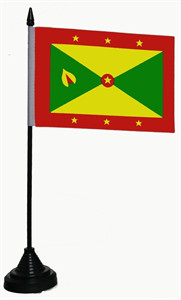 Bild von Tisch-Flagge Grenada 15x10cm  mit Kunststoffständer-Fahne Tisch-Flagge Grenada 15x10cm  mit Kunststoffständer-Flagge im Fahnenshop bestellen
