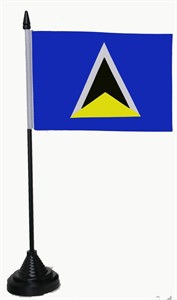 Bild von Tisch-Flagge St. Lucia 15x10cm  mit Kunststoffständer-Fahne Tisch-Flagge St. Lucia 15x10cm  mit Kunststoffständer-Flagge im Fahnenshop bestellen