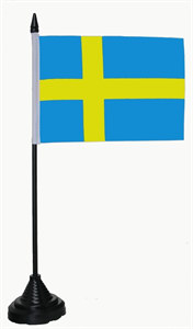 Bild von Tisch-Flagge Schweden 15x10cm  mit Kunststoffständer-Fahne Tisch-Flagge Schweden 15x10cm  mit Kunststoffständer-Flagge im Fahnenshop bestellen