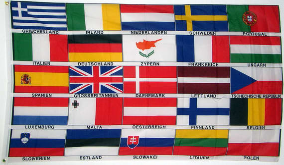 Bild von Europa - Flagge mit 25 Mitgliedsstaaten-Fahne Europa - Flagge mit 25 Mitgliedsstaaten-Flagge im Fahnenshop bestellen