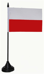 Bild von Tisch-Flagge Polen 15x10cm  mit Kunststoffständer-Fahne Tisch-Flagge Polen 15x10cm  mit Kunststoffständer-Flagge im Fahnenshop bestellen