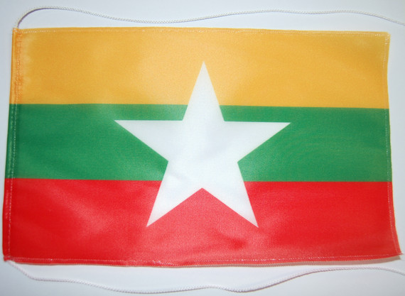 Bild von Tisch-Flagge Myanmar-Fahne Tisch-Flagge Myanmar-Flagge im Fahnenshop bestellen